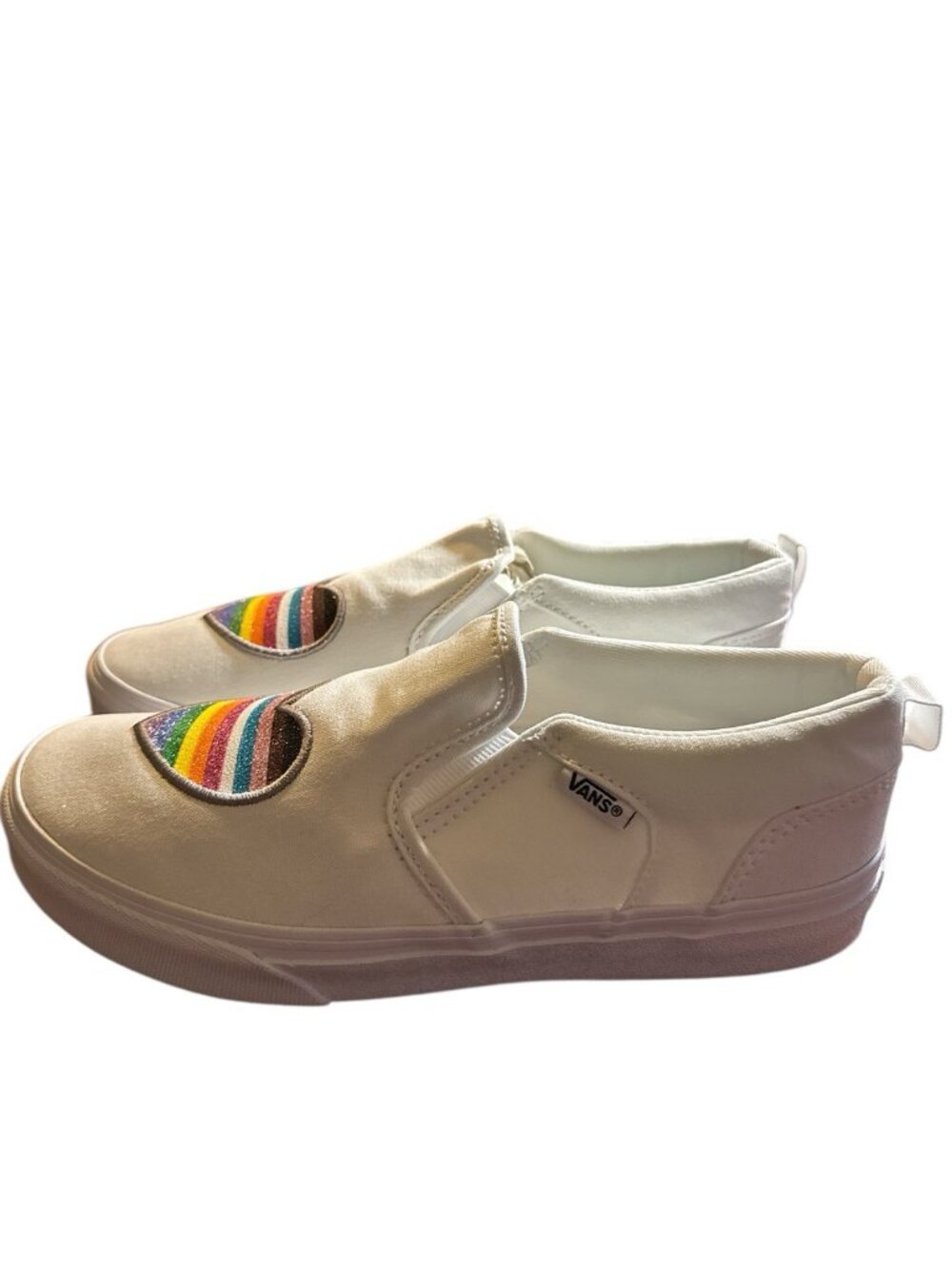 Vans Asher Pride Youth Girl Slip On Shoes White 4001173941 Size 6 new - Picture 3 of 8